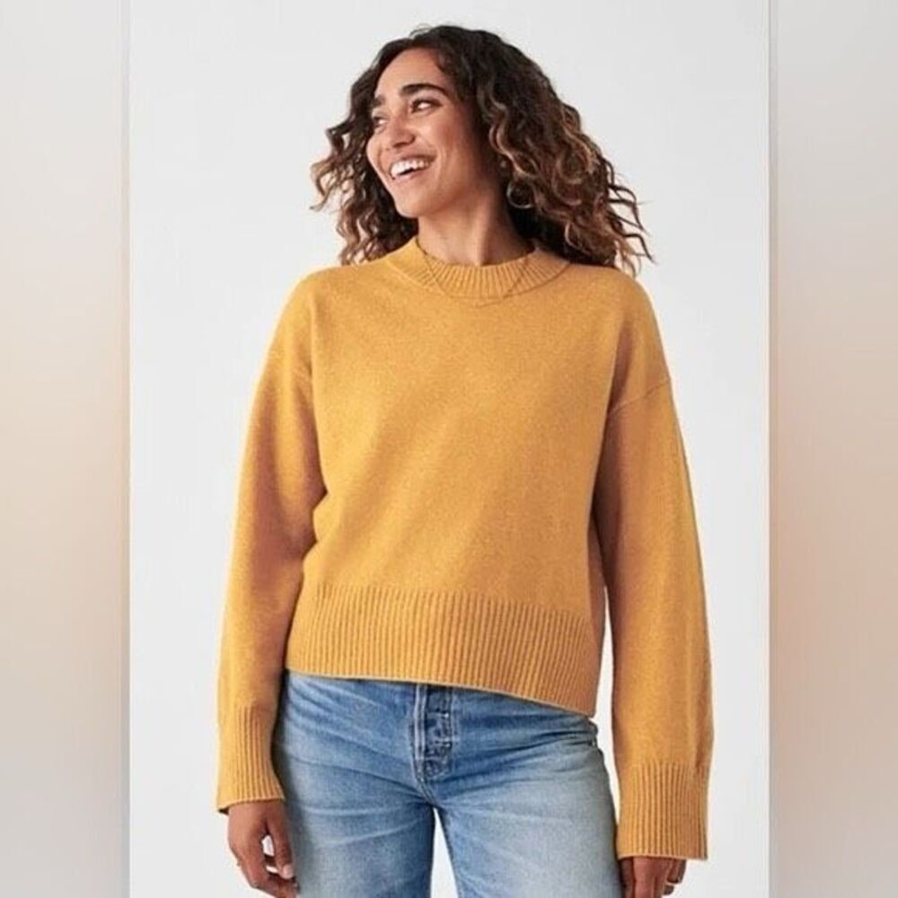 Faherty Jackson crew neck sweater yellow gold women's size large